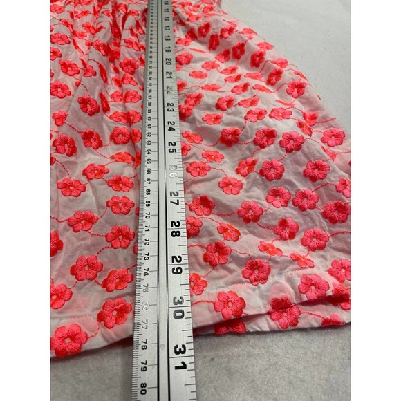 J.CREW Sz 00 Neon Pink Embroidered Floral Racerback Dress Sleeveless Fit & Flare - Picture 9 of 10